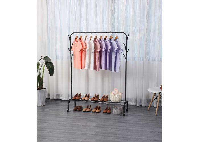 RACK Europa - Klädställ med hjul i stål - 110x40x150 cm - Svart