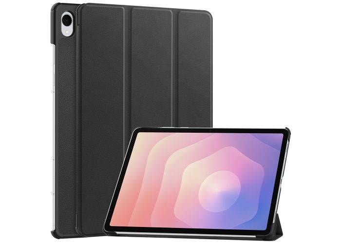 Samsung Galaxy Tab S11 - Trippelvikbart läderfodral - svart