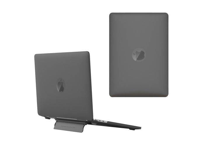MacBook Air 13 M5/M4/M3/M2 (2026/2025/2024/2022) - Hårt skal fram och baksida med Kickstand - Svart