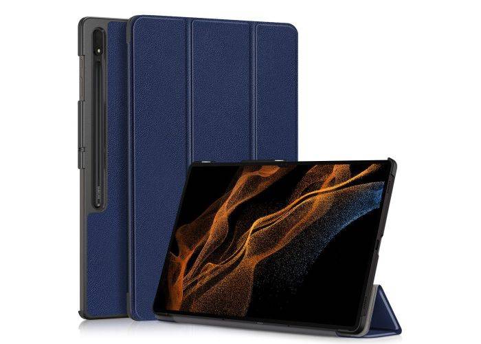 Samsung Galaxy Tab S9 Ultra - Tri-Fold läderfodral - Wake up/sleep funktion - Mörkblå