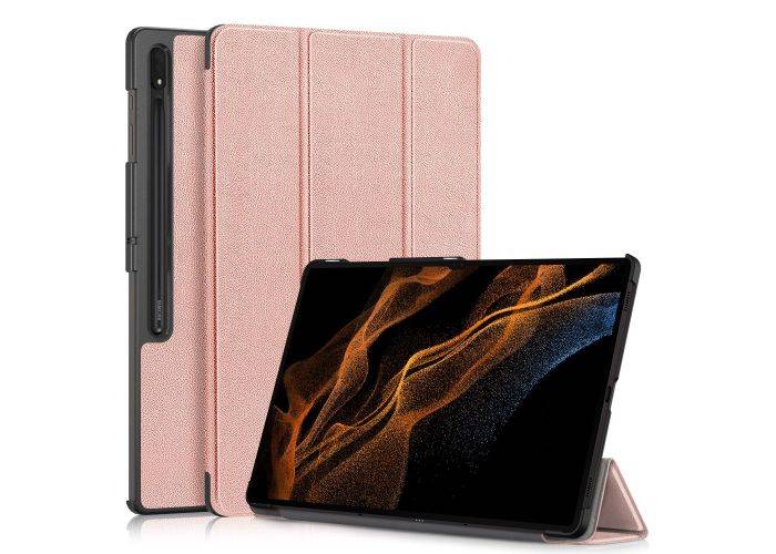 Samsung Galaxy Tab S9 Ultra - Tri-Fold läderfodral - Wake up/sleep funktion - Rose guld