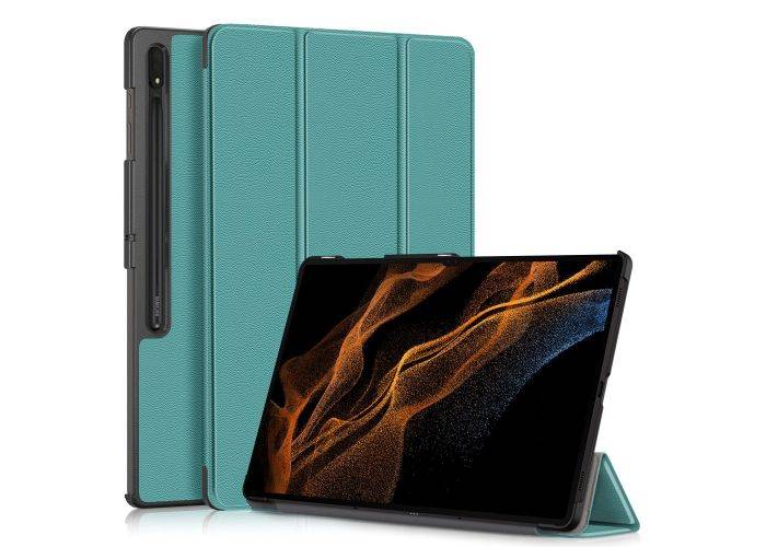 Samsung Galaxy Tab S9 Ultra - Tri-Fold läderfodral - Wake up/sleep funktion - Djupt grön