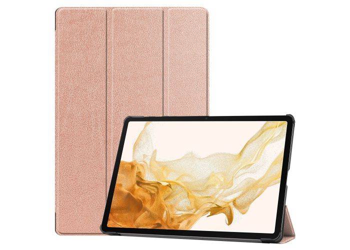 Samsung Galaxy Tab S9 Plus - Slim Tri-Fold läderfodral - Rosa guld