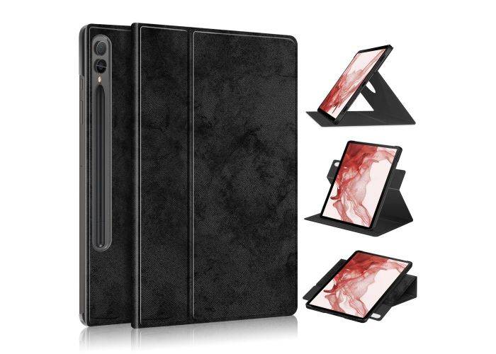 Samsung Galaxy Tab S9 Plus - Läderfodral - Roterbar 360 grader - Svart