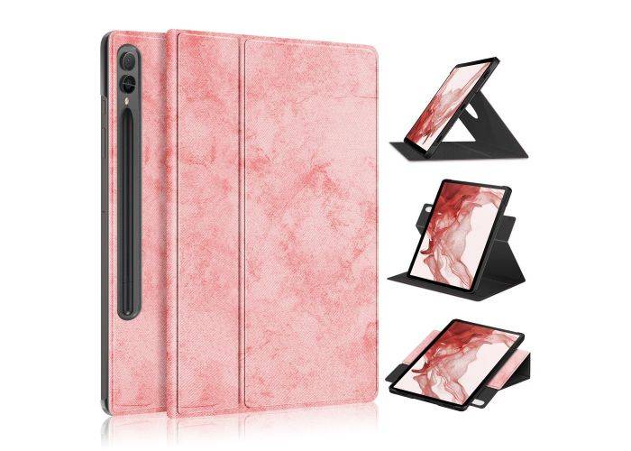 Samsung Galaxy Tab S9 Plus - Läderfodral - Roterbar 360 grader - Pink