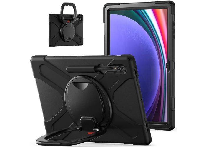 Samsung Galaxy Tab S9 Ultra / Tab S8 Ultra - Armor Hybrid skal - 360 grader roterbar - Svart