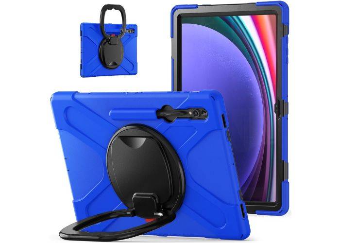 Samsung Galaxy Tab S9 Ultra / Tab S8 Ultra - Armor Hybrid skal - 360 grader roterbar - Blå/Svart