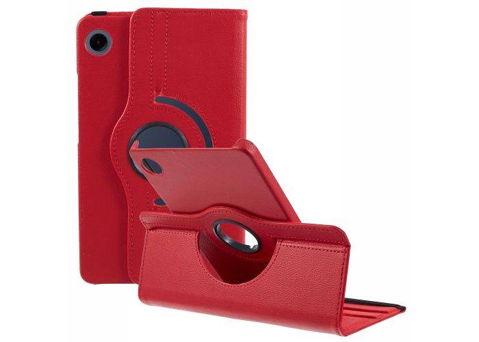 Samsung Galaxy Tab A9 8.7" / Tab A11 8.7" - läderfodral 360 grader roterbar - Röd