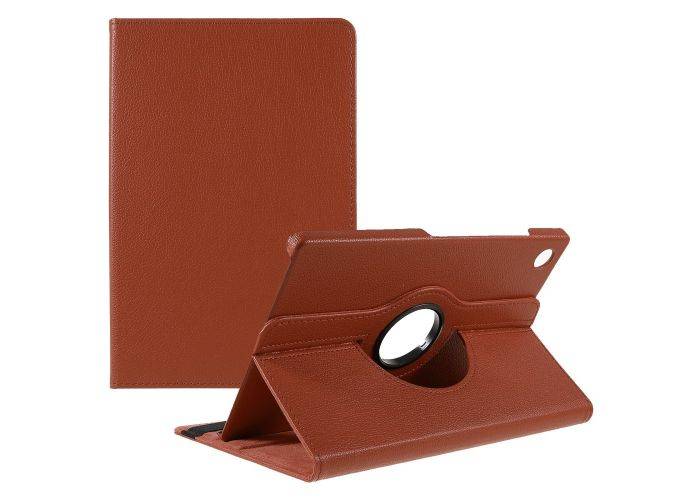 Samsung Galaxy Tab A9 Plus / Tab A11 Plus - läderfodral 360 grader roterbar - Brun