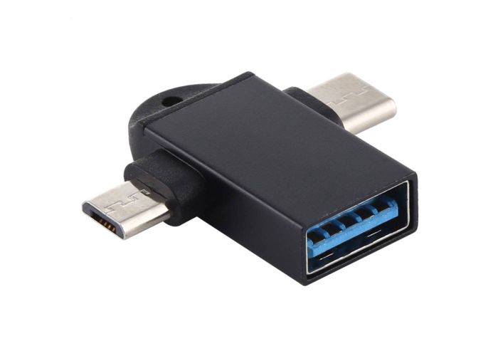 USB 3.0 (female) till Type-C + mikroUSB adapter - Stöder OTG funktion