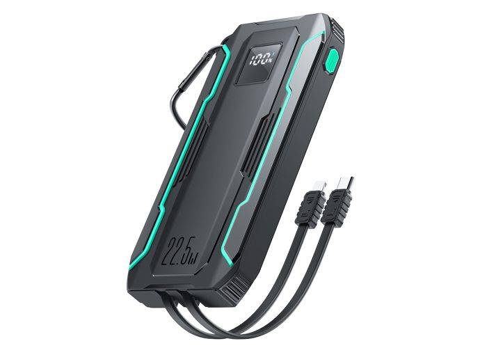 Joyroom vattentät SOS powerbank 10000mAh - Inbyggda kablar / ficklampa