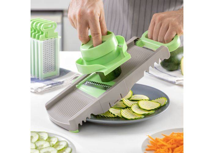 Choppie vikbar 6-i-1 rivjärn och mandolin med rostfria blad - med recept