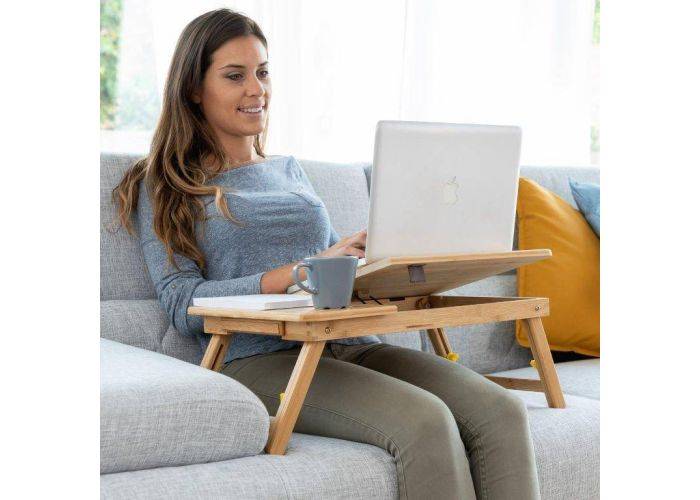 Fällbart bord i bambu - Justerbar höjd & Arbetsposition