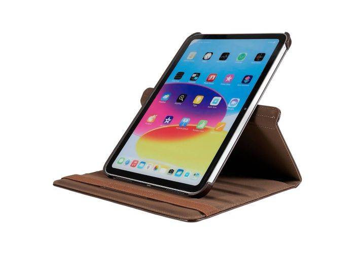 iPad 11 A16 (2025) / iPad 10.9 (2022) - Azmaro äkta läderfodral 360 grader roterbart - Brun