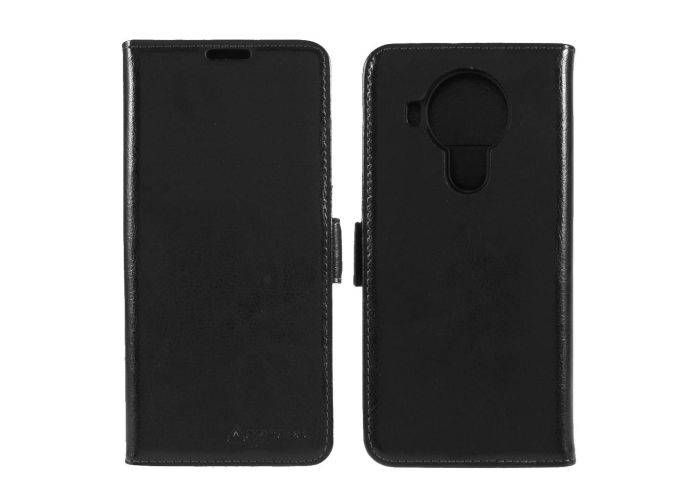Nokia 5.4 - AZMARO fodral / plånbok i äkta läder - Svart