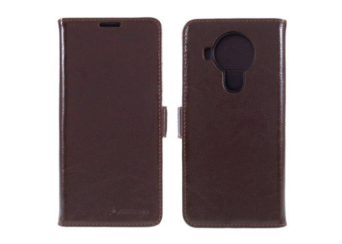 Nokia 5.4 - AZMARO fodral / plånbok i äkta läder - Brun