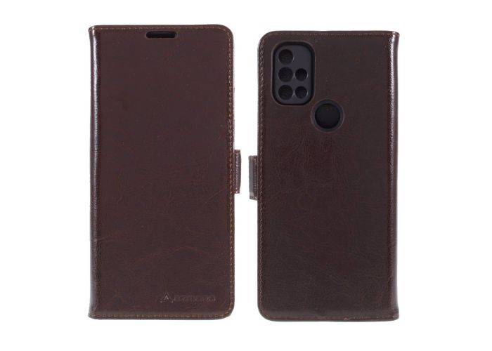 OnePlus Nord N100 - AZMARO fodral/plånbok i äkta läder - Brun