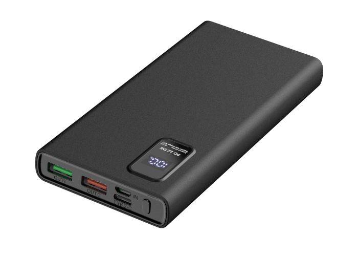 PLATINET Powerbank 10000 mAh m. LED-skärm - Svart