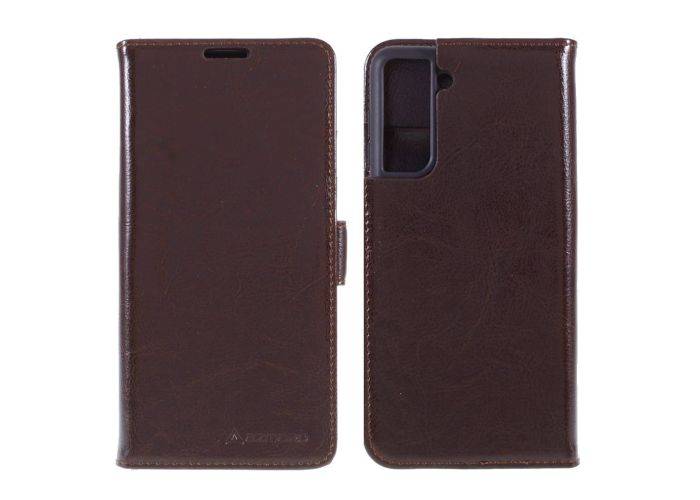 Samsung Galaxy S21 Plus 5G - AZMARO fodral / plånbok i äkta läder - Brun