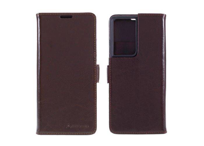 Samsung Galaxy S21 Ultra 5G - AZMARO fodral / plånbok i äkta läder - Brun