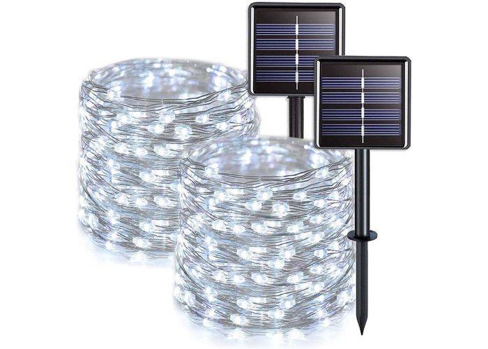 Fairy Outdoor LED-ljuskedja med SOLCELLER - 200 LED-lampor / 22m - Vit