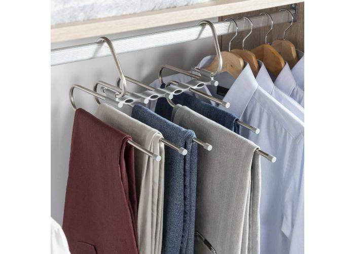 Vikbar multifunktionell byxhängare för 5 par byxor