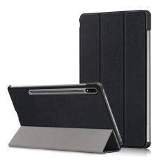 Samsung Galaxy Tab S8 5G / Tab S7 - Tri-Fold läderfodral - Svart