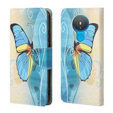 Nokia 1.4 - Läderfodral / Plånboksfodral - Printet Design - Blå Fjäril
