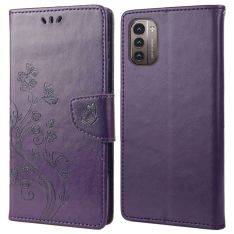 Nokia G11/G21 - Läderfodral / plånbok - Tryckt design - Lila