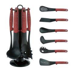 Royalty Line köksset i 7 delar med bordshållare - Svart/röd