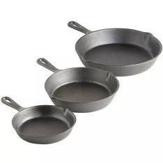 Gjutjärnsstekpannor - Ø25 / Ø20 / Ø15,5 cm - Set med 3 st.