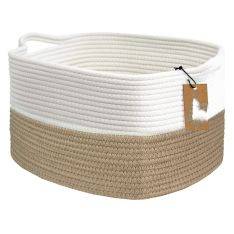 Förvaringskorg / Tvättkorg i Bouldsreb - 34x28x24cm - Vit/naturlig