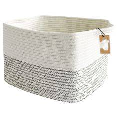 Förvaringskorg / Tvättkorg i Bouldsreb - 34x28x24cm - Vit/svart