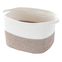 Förvaringskorg / Tvättkorg i Bouldsreb - 34x28x24cm - Vit/Gul