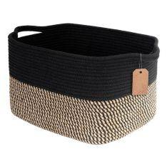 Förvaringskorg / Tvättkorg i Bouldsreb - 34x28x24cm - Svart/grå