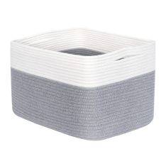 Förvaringskorg / Tvättkorg i Bouldsreb - 38x25,4x25,4cm - Vit/Ljusgrå