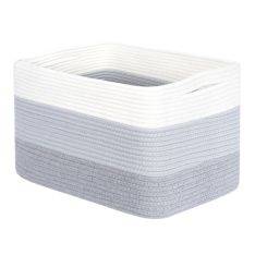 Förvaringskorg / Tvättkorg i Bouldsreb - 38x25,4x25,4cm - Svart/ljusgrå/Grå