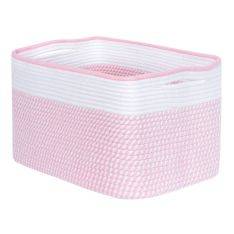 Förvaringskorg / Tvättkorg i Bouldsreb - 38x25,4x25,4cm - Vit/Rosa