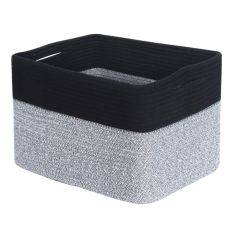 Förvaringskorg / Tvättkorg i Bouldsreb - 38x25,4x25,4cm - Svart/ljusgrå