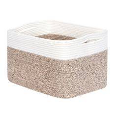 Förvaringskorg / Tvättkorg i Bouldsreb - 38x25,4x25,4cm - Vit/Naturlig