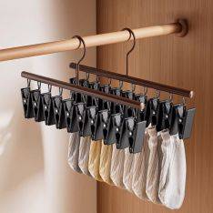 Retro klädhängare med 10 klämmor - I kolstål