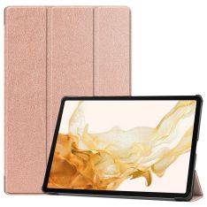 Samsung Galaxy Tab S9 Plus - Slim Tri-Fold läderfodral - Rosa guld