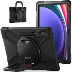 Samsung Galaxy Tab S9 Ultra / Tab S8 Ultra - Armor Hybrid skal - 360 grader roterbar - Svart