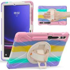 Samsung Galaxy Tab S9 Plus / Tab S8+/S7+/S7 FE - Armor Hybrid skal - 360 grader roterbar - Ljus regnbåge