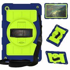 Samsung Galaxy Tab A9 Plus / Tab A11 Plus - Shockproof Hybrid skal - Avtagbar axelrem - Blå/Grön