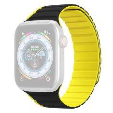 Dux Ducis LD Series - Apple Watch 9/8/7/6/5/4/3/2/1/SE/Ultra/Ultra 2 - 49/45/44/42mm - Magnetisk silikon armband - Svart/gul