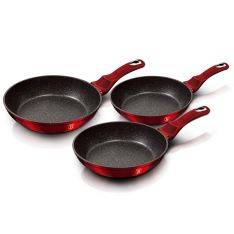 Berlinger Haus - Stekpanna set ø28 / ø24 / ø20 cm - El / Gas / Induktion - Burgundy Edition