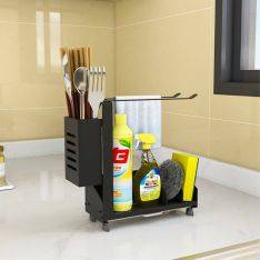 Hylla med stativ och hållare i aluminium för kök/vägg - Smart förvaring - För bords- eller väggmontage