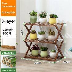 Hylla i bambu med 3 hyllor - 50 cm - Brun