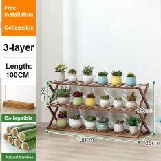 Hylla i bambu med 3 hyllor - 100 cm - Brun